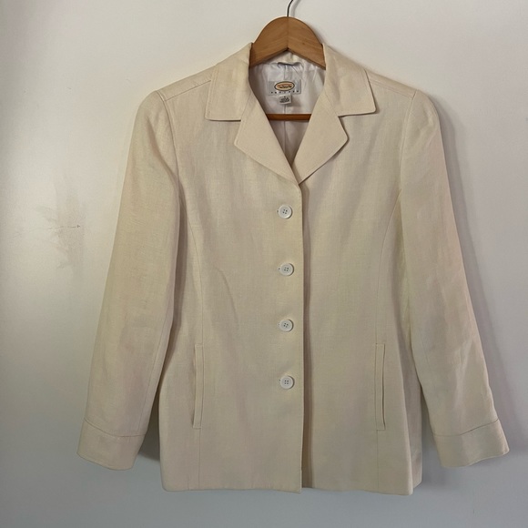 TALBOTS WOMEN IRISH LINEN CREAM JACKET - Picture 7 of 16
